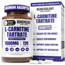 Benevolent L Carnitine 보충 - 높은 Potency 1500mg L-Carnitine Tartrate - 빠른 흡수, 에너지로 지방을 변환, Lean 근육 지원, Boost 운동 성능 및 대사 - 120 Vegan 캡슐