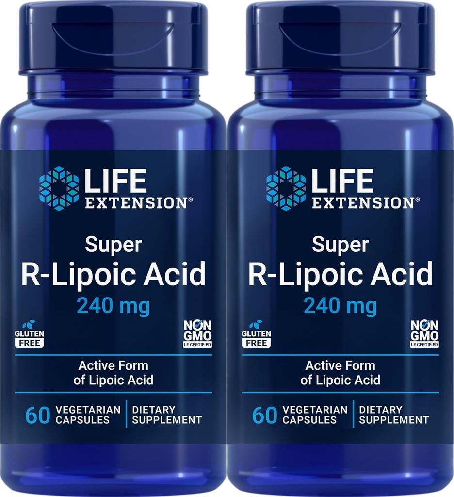 수명 연장 슈퍼 R-Lipoic 산 240 mg, 60 채식 캡슐 (팩 2)