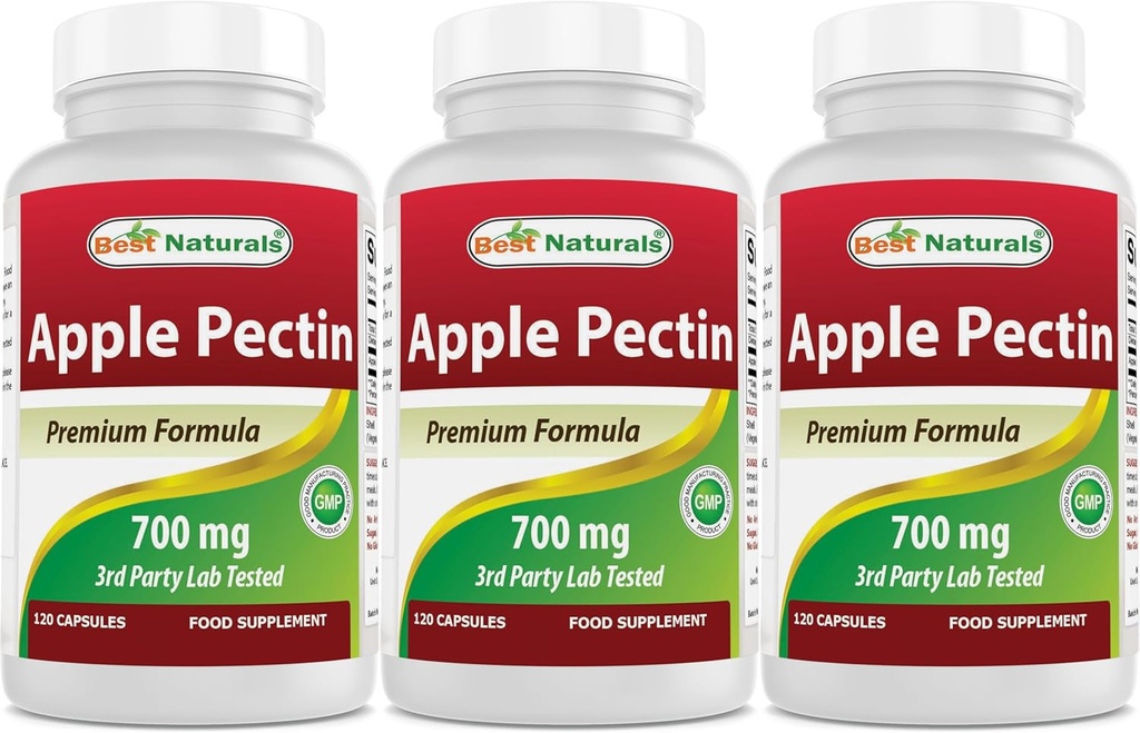 최고의 자연 Apple Pectin 700 mg - 규정식 섬유 - Intestinal Support - 120 캡슐 (120 개)
