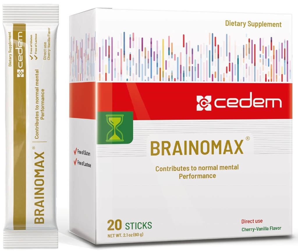 스위스 BRAINOMAX 20 파우더 스틱, 뇌 부스터 보충, Citicoline, N-Acetyl-L-Carnitine, Nootropic Brain Supplements for Memory and Focus, Cognitive Support