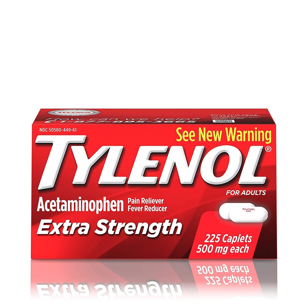 500 mg Acetaminophen, 고통 Reliever & Fever 흡진기, 225 ct를 가진 Tylenol 여분 힘 모자를 씌우십시오