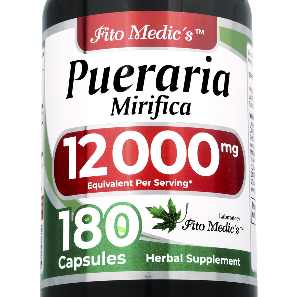 FITO MEDIC'S Lab | pueraria mirifica |180 캡슐 | 12000 mg | pueraria mirifica 캡슐 | 여성용 보충 | 농축물 | 매우 높은 흡수.