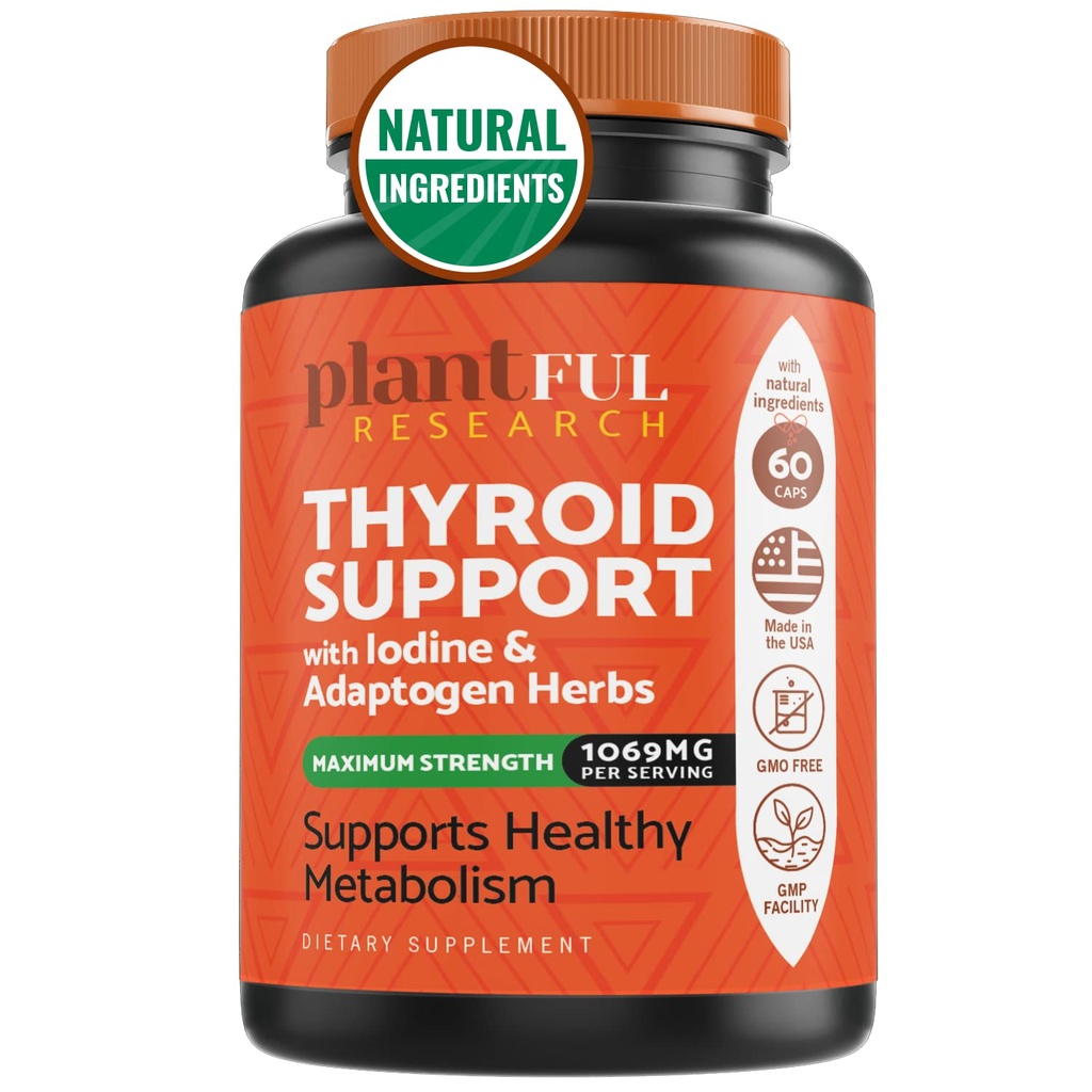 여성과 아이오딘 보충교재를 위한 갑상선 지원은 에너지, 대사, 초점 공식, Ashwagandha, L-Tyrosine 및 Adaptogens 비 GMO를 위한 흡수 갑상선 Complex를 강화했습니다