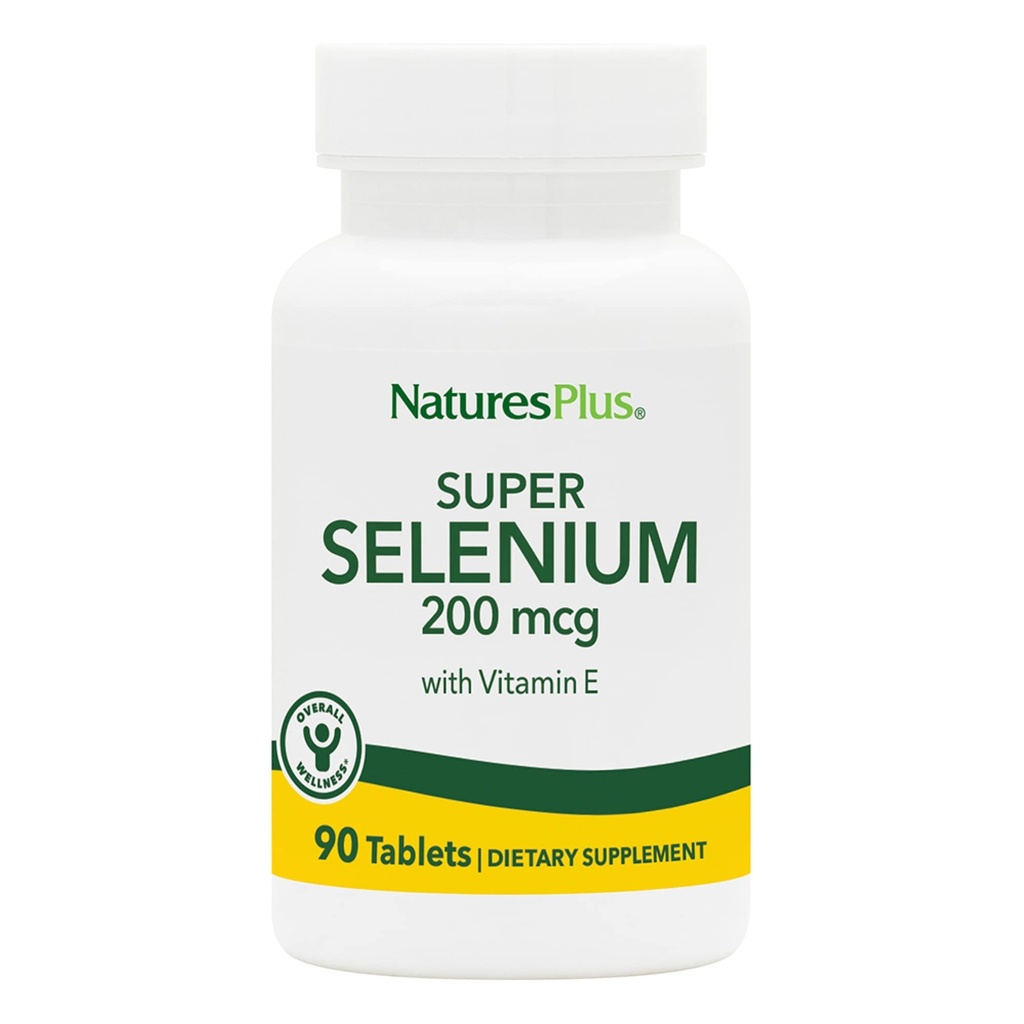 NaturesPlus Super Selenium Complex - 200 mcg, 90 채식 정제 - 비타민 E가있는 필수 미네랄 보충 - 건강한 Thyroid - 산화 방지제 - 글루텐 - 무료 - 90 서빙