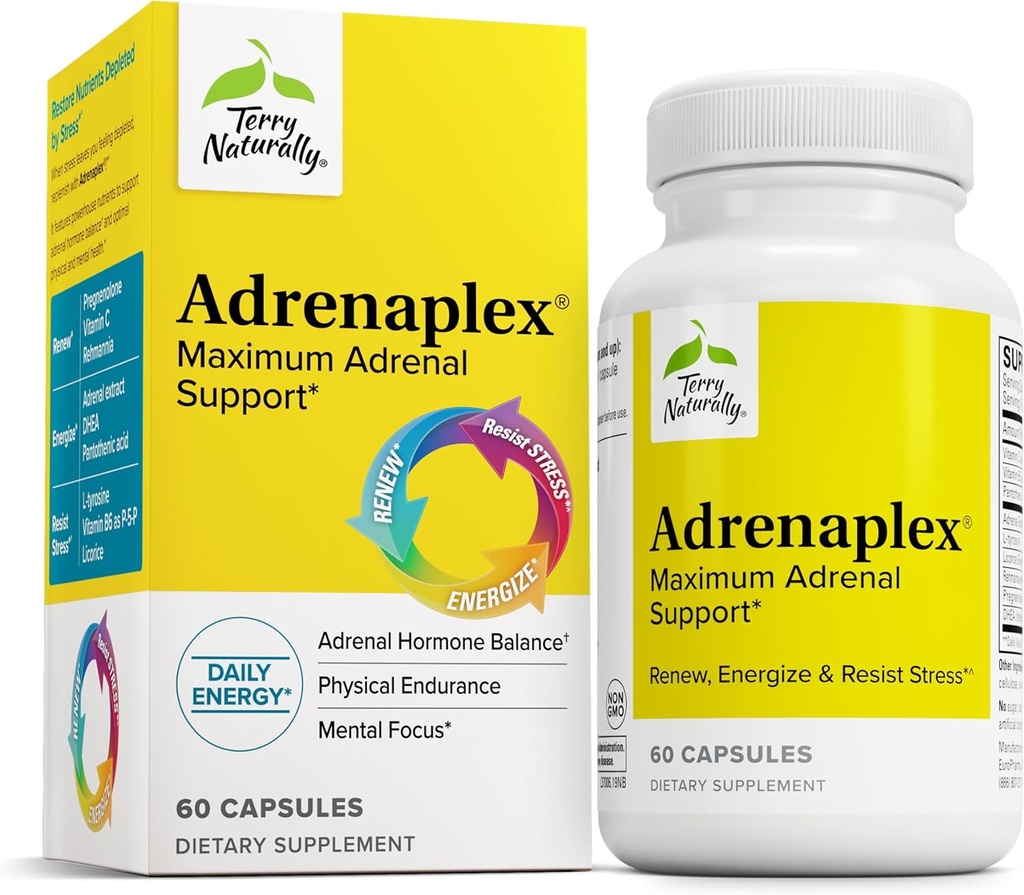 Terry Naturally Adrenaplex - Adrenal Gland Function Supplement - 비타민 C & B6를 가진 동맥 지원 보충교재 - 건강한 Adrenal 기능을 지원하기 위하여 규정식 보충교재 - 60의 캡슐