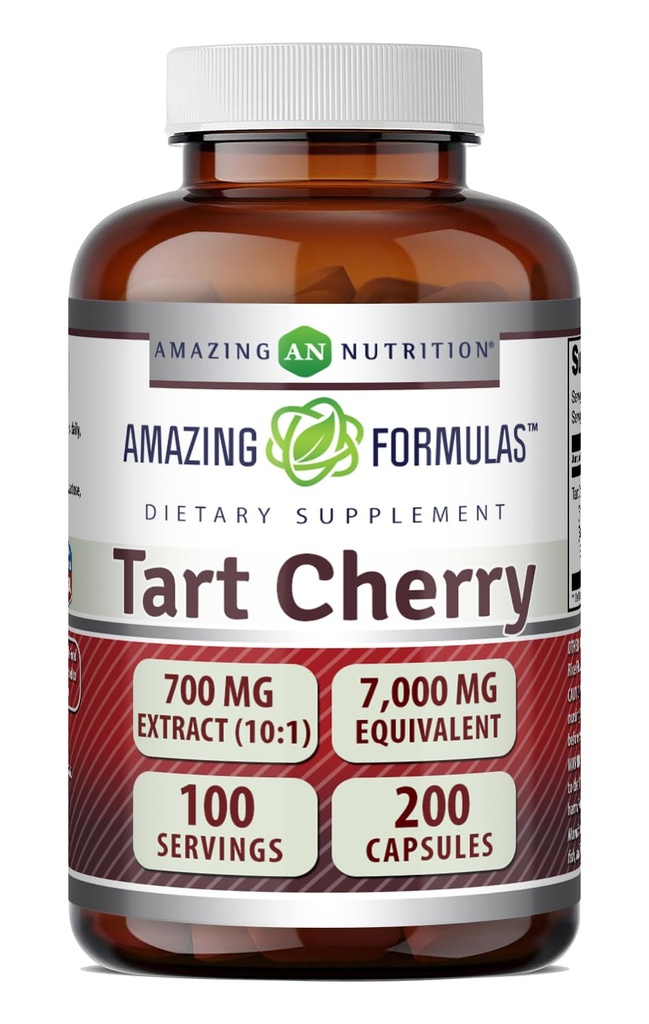 Amazing Formula Tart Cherry Extract 700 Mg Extract (10 : 1) 서빙 캡슐 보충 당 | 7000 Mg에 해당 | Non-GMO | 글루텐 프리 | 미국 (1 팩 | 200 개)