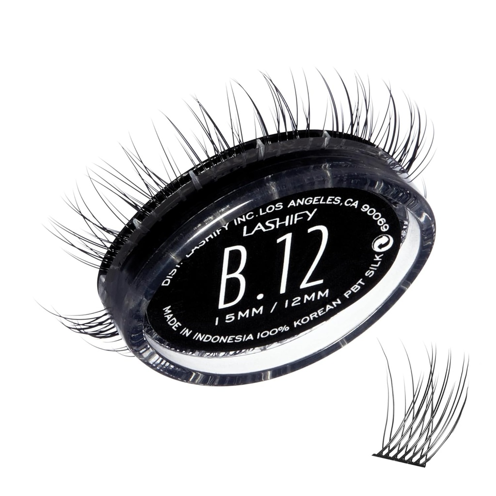 Lashify 대담한 12mm Gossamer DIY 속눈썹 연장 보충물, 자연적인 보기를 위한 검정, 쉬운 발진 속눈썹