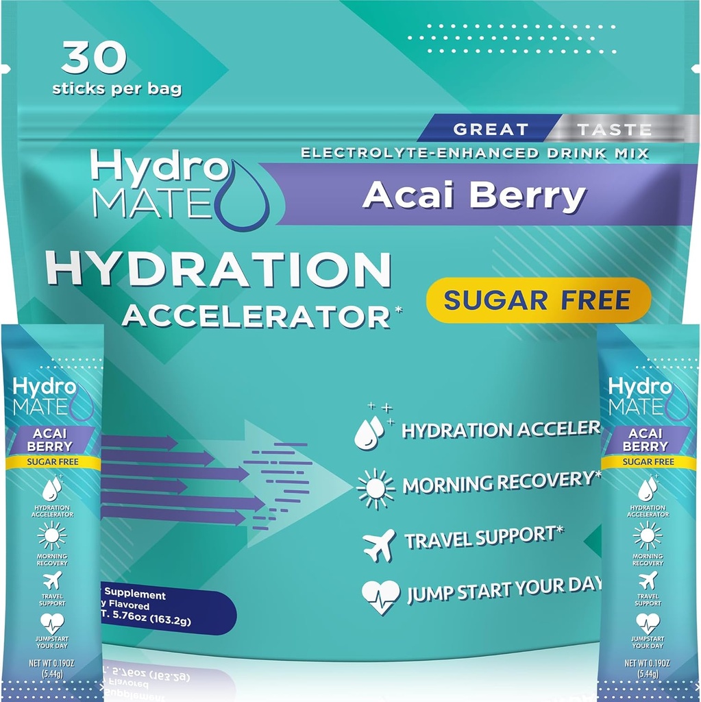 Electrolyte 분말 설탕 자유로운 Hydration 소포 Acai 베리 HydroMATE 30 지팡이