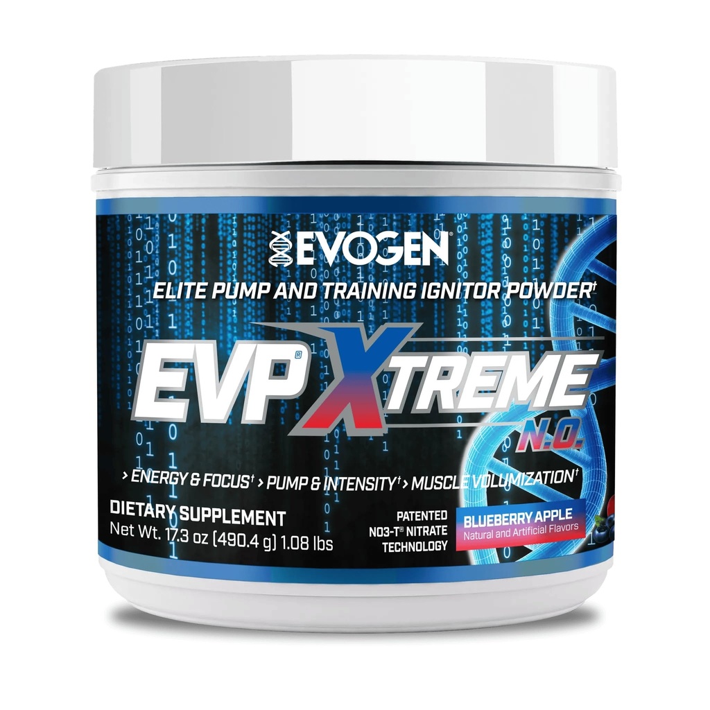 Evogen EVP Xtreme NO - 남성 및 여성을위한 사전 운동 분말 | Beta Alanine, Creatine 및 Caffeine for Energy & Pump로 무료 운동 | 블루 베리 애플 | 40 인분