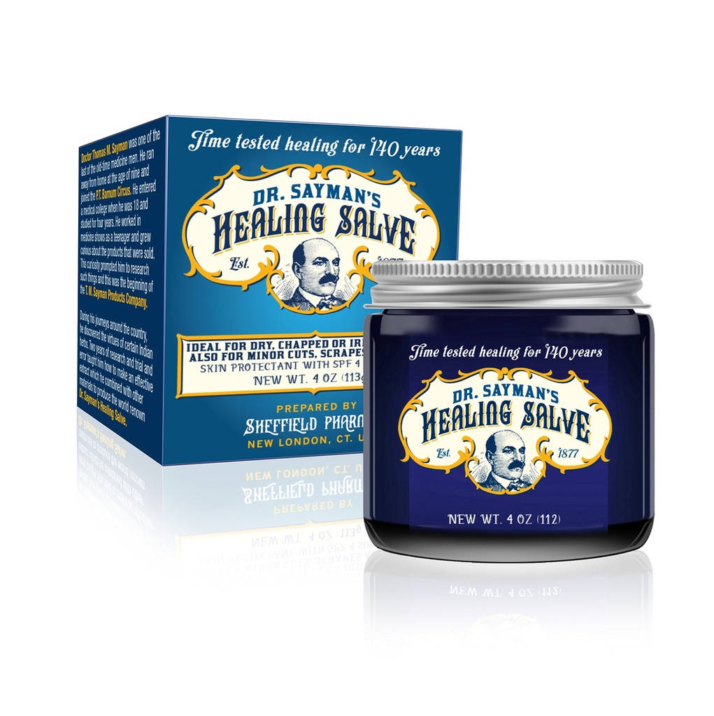 박사. Sayman's Healing Salve – The Original Skin Care Ointment and Protectant/Great for Itchy, Dry and Sensitive Skin/Treats Cracked feet, 거친 힐 및 Chapped Lips (4oz.)