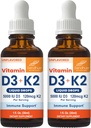 성인용 Sandhu의 비타민 D3 K2 Drop | 5000 IU D3 액체, 120mcg K2 보충 1 Fl Oz (팩 2) | D3K2 지원 우수한 흡수, 에너지, 면역, 남성 및 여성용 근육 건강