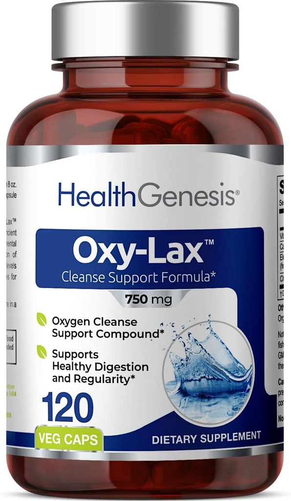 Oxy-Lax 750 mg 120 Vcaps - 천연 마그네슘 산화물 산소 기반 콜론 Cleanse Gentle Laxative 지원 건강한 소화 Tract 정규성