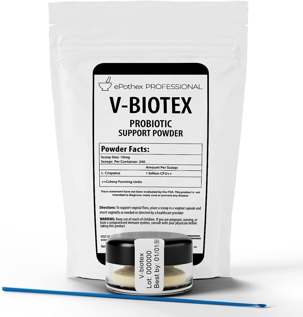V-Biotex - Pure L. Crispatus Probiotic Powder | 질 프로바이오틱스 | Vaginal & Urinary Health | Yeast Infection & Bacterial Vaginosis 지원 | 240 복용량