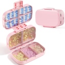 MEACOLIA Triple-Folding Pill 주최자, 9 큰 용량을 가진 Compartments 여행 알약 케이스, 비타민을 위한 매일 알약 상자 작은 알약 콘테이너, Cod Liver 기름, 보충교재 (분홍색)