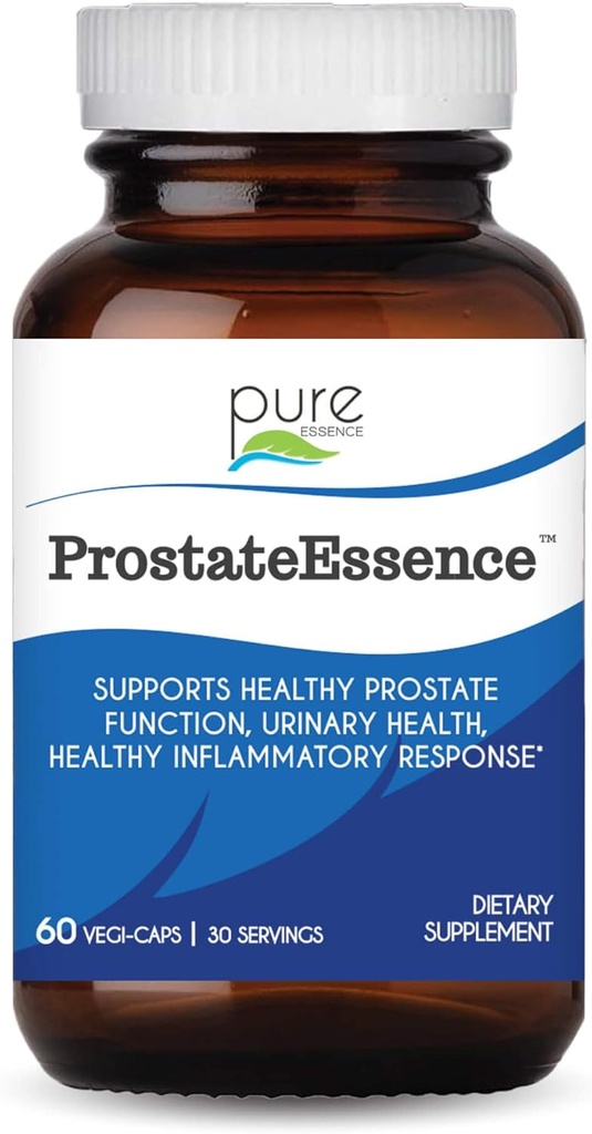 Pure Essence Labs Prostate Esssence w/Vitamin D3, Selenium, 아연 보충제 및 더 많은 - 전립선 건강 w/Beta Sitosterol에 대한 Mens 비타민 및 초본 보충 - 남자를위한 60 모자