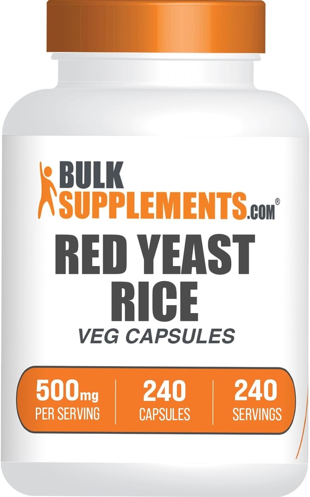BulkSupplements.com 빨간 효모 쌀 캡슐 - 빨간 효모 쌀 보충, 초본 보충 - 채식 당 1 캡슐, 240 Veg 캡슐 (팩 1)