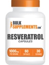 BulkSupplements.com Resveratrol 캡슐 - Resveratrol 보충교재, Polygonum Cuspidatum, Resveratrol 1000mg - 산화 방지제 보충교재, Resveratrol 알약 - 서빙 당 2개의 캡슐, 60의 캡슐