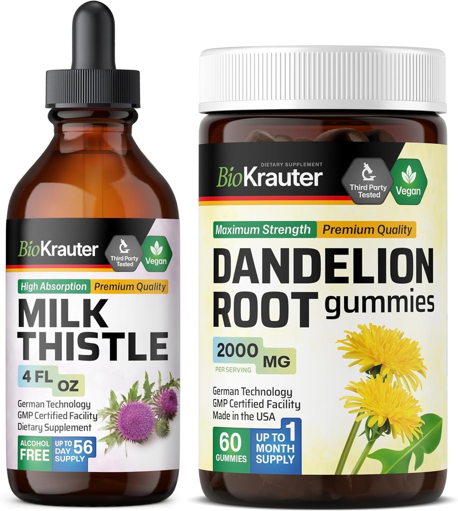 BIO KRAUTER 우유 이틀 Tincture 4 Fl. Oz. & Dandelion 60 구미