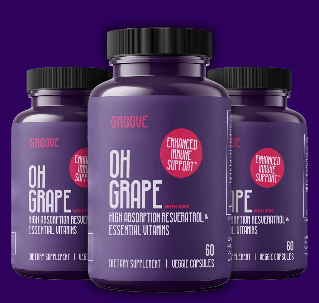 오 포도 Resveratrol 보충교재 525mg (60의 캡슐) | 지원 Cognitive 기능, 심장 건강 & 면역 체계 | 아연, 마그네슘 및 다른 정유로 강화하는