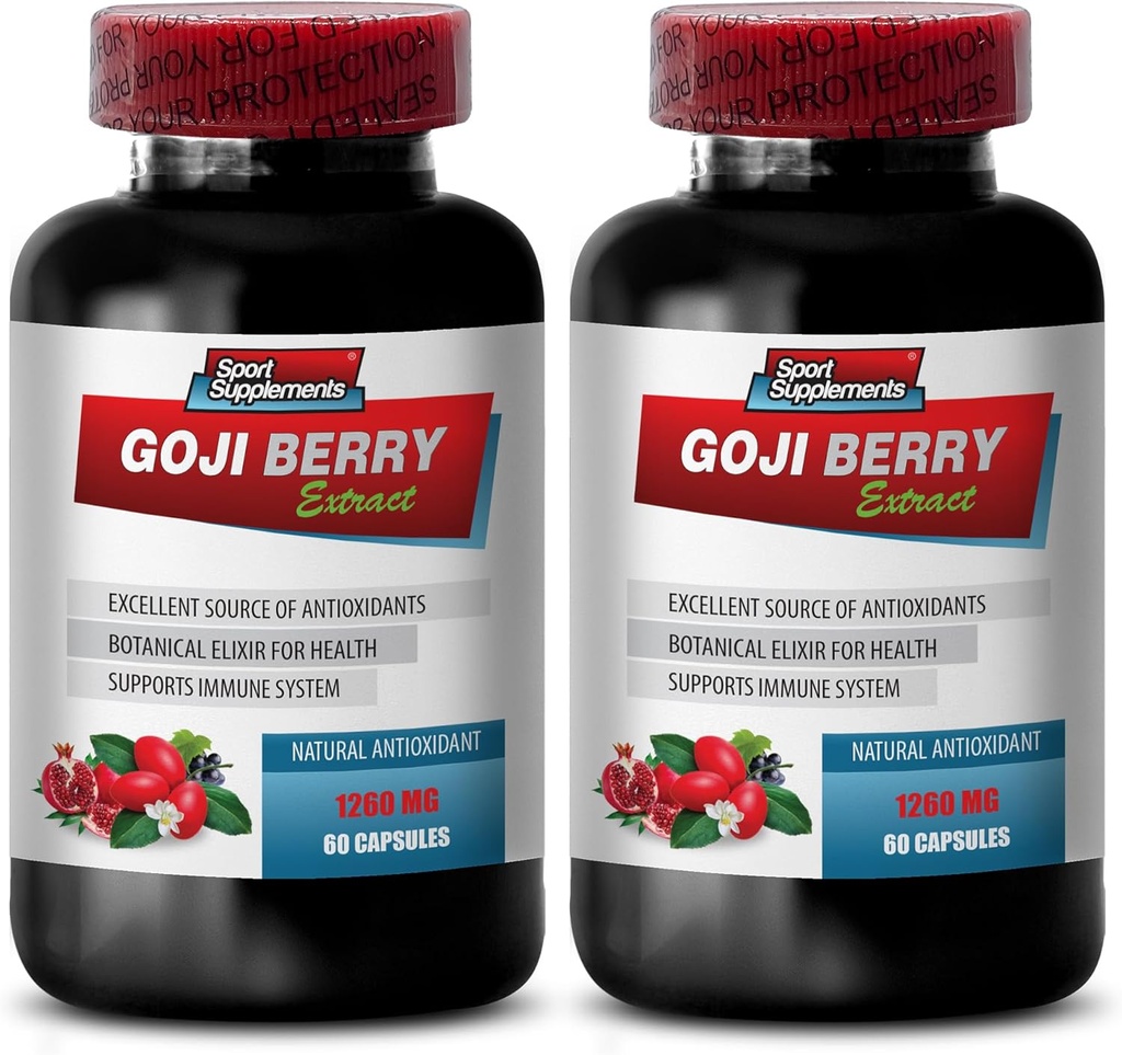 Immune Defense - Goji Berry Extract Complex - 자연 활력 알약, 강력한 산화 방지제, 석류 추출물, 바디 Detox Complex, Holistic Wellness Support, Natural Energy Boost, 2 Bot 120 모자