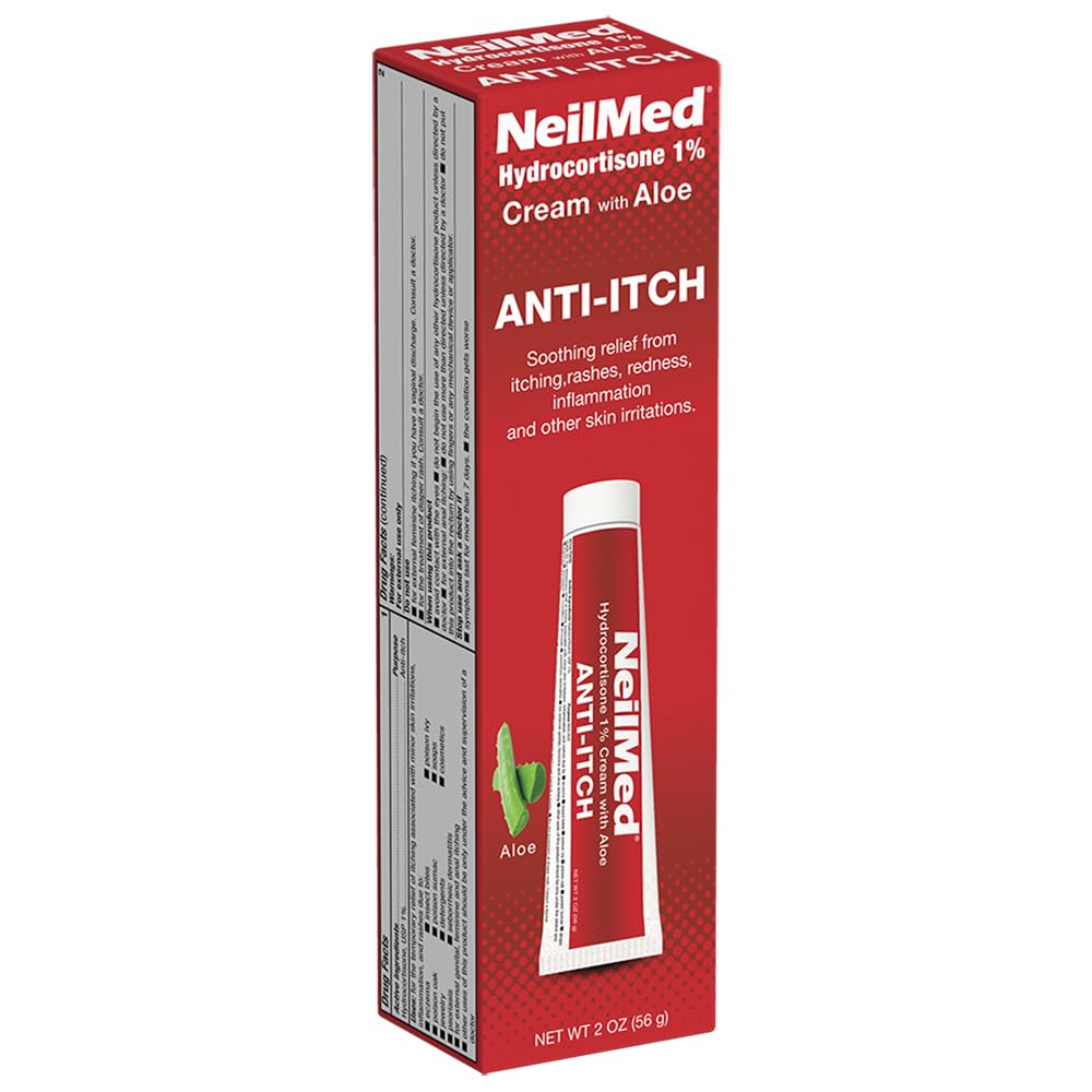 NeilMed Hydrocortisone 1% 알로에 Vera를 가진 반대로 Itch 크림. 2oz – 빠른 기복 Soothing 및 Calming - Itching, Rashes, 적색, 염증 및 다른 피부 자극을 위한 이상