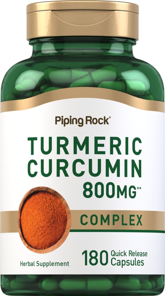 배관 바위 심황 쿠르쿠민 보충 800mg | 180 캡슐 | 초본 추출물 Complex | Non-GMO, 글루텐 무료
