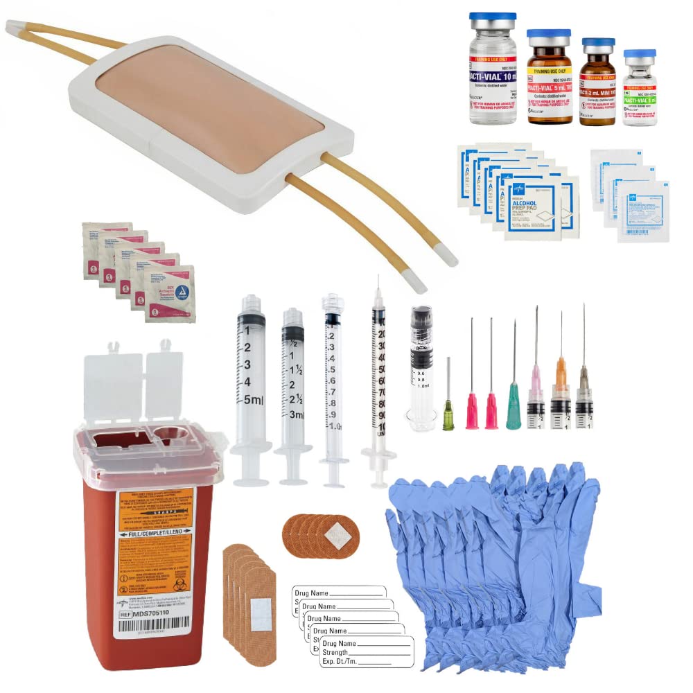 착용할 수 있는 가장 팔 패드를 가진 Anatomy 실험실 Venipuncture 연습 장비 모형 IV + 보충교재 주입 기술 공급 장비 임상 간호 훈련, 65 조각 뭉치