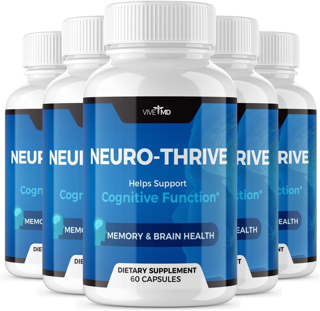 VIVE MD Neuro Thrive Brain Supplement - 공식 공식 - 신경 Thrive PQQ, Ginkgo Biloba 추출물, Siberian Ginseng 추출물 (5 팩)을 가진 여분 힘을 위한 신경 위협