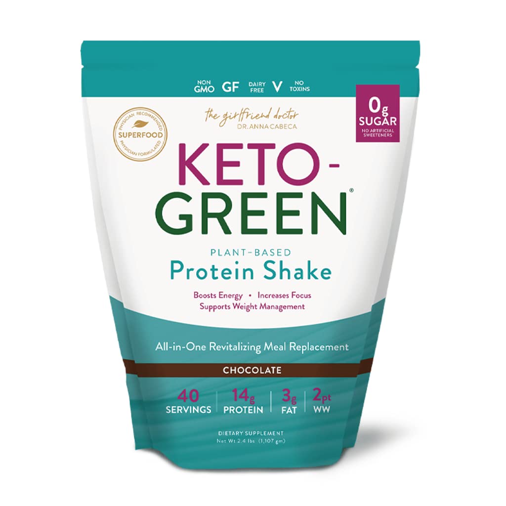 VIDAPURA Keto-Green Protein Shake by Dr. Anna Cabeca - 매일 웰빙, 에너지 및 부드러운 소화를위한 초콜릿 채식 단백질 - 40 서빙