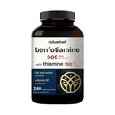 NatureBell Benfotiamine 300mg with Thiamine 100mg Per 서빙 | 240 Veggie 캡슐 - 필수 비타민 B1 Benfotiamine 보충 - 채식 친화적 인