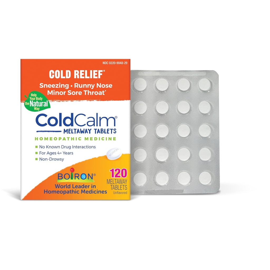 Boiron ColdCalm은 Sneezing, Runny Nose, Sore Throat 및 Nasal Congestion과 같은 일반적인 콜드 증상의 완화를위한 정제 - 120 카운트
