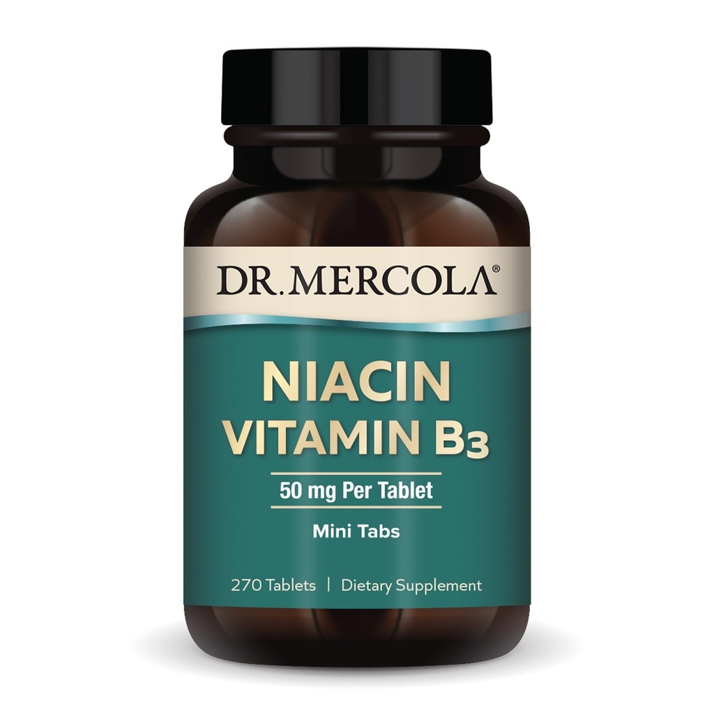 박사. Mercola Niacin 비타민 B3, 90 서빙 (270 정제), 다이어트 보충, 미니 탭, 필수 B 비타민, 비 GMO