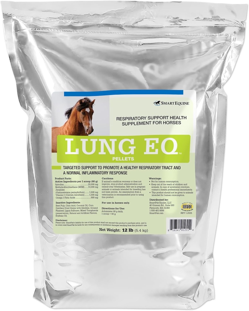 SmartEquine Lung EQ 펠릿 인ovated 호흡 지원에 대 한| 말 건강 | 항 산화제, 허브, 미네랄을 가진 말에 대 한 스피루리나 | 호흡 지원에 대 한 Equine 펠릿 | 12 LB