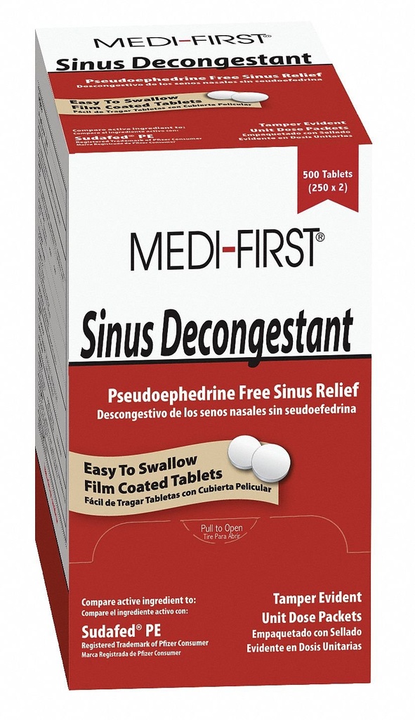 Medique 제품 Medi-First 80933 Sinus Decongestant, 1 (포장은 다를 수 있습니다), 빨간