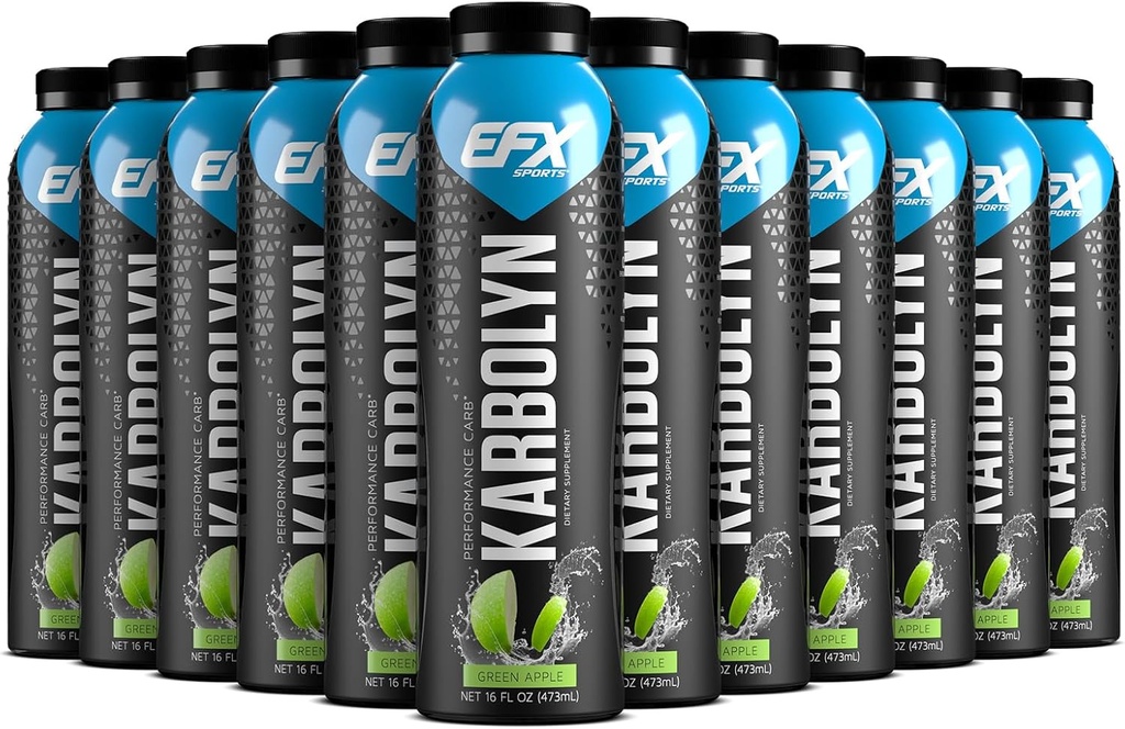 EFX Sports Karbolyn Fuel Drink | Pre, Intra, Post Workout Carbohydrate Drink | Carb Load, Sustained Energy | Stimulant & Sugar Free | 12 팩 (그린애플)