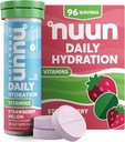 Nuun Vitamins Electrolyte Tablets with Vitamin D, C, E, A, & B6, Folic Acid, Magnesium & 4 Other Essential Electrolytes, 글루텐 프리 & 비건, 딸기 멜론, 8 Pack (96 서빙 총)