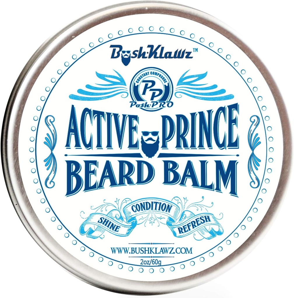 BushKlawz Beard Balm Leave-in 컨디셔너, 2 oz - Active Prince Scent - 남자의 곰과 선물을위한 최고의 컨디셔너