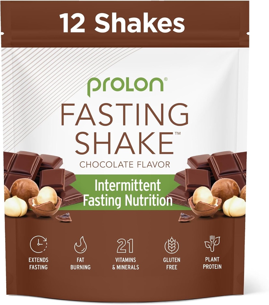 Prolon Intermittent Fasting Drink Mix | 간헐적 인 패스팅을위한 빠른 쉐이크 | 비타민, 섬유, 플랜트 기반 단백질, 슈퍼 푸드 | Keto, Vegan, 글루텐 프리, 데이리 프리 | 초콜릿, 12 Packets