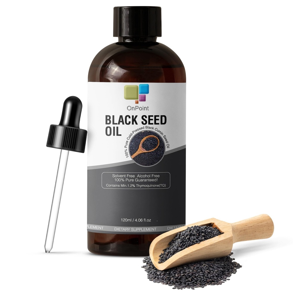 OnPoint Black Seed Oil - 100 % 순수 콜드 프레스 블랙 Cumin Seed Oil, 용제 무료, 알코올 무료, 비 GMO 120ml (4oz)