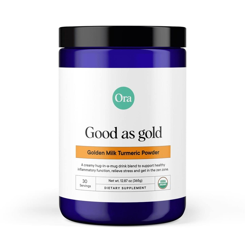 Ora 유기 골든 밀크 분말 - 유기 Adaptogens와 Ayurvedic 심황 분말 - Ashwagandha, Reishi 및 Ginger | 유기, 글루텐 - 무료, Soy-Free, Vegan, Non-GMO - 메이플 & 바닐라, 30 서빙