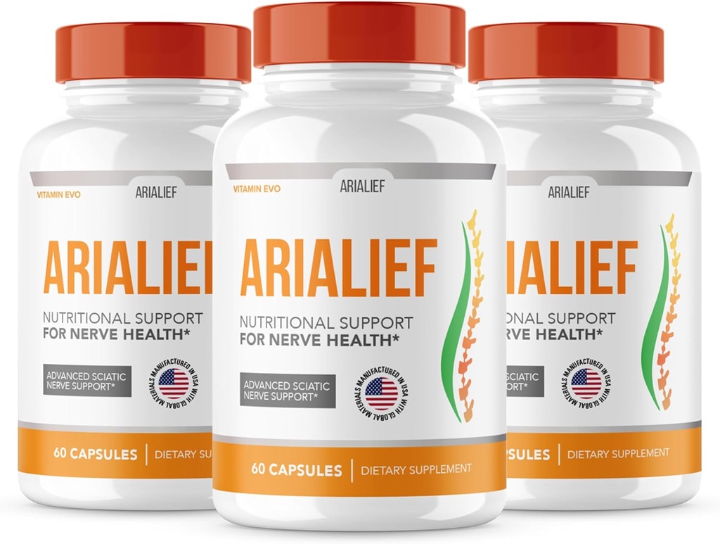 (3 팩) Arialief Sciatica Nerve 지원, Arialeaf 고급 Nerve 건강, Arialeaf 주요한 팔 Sciatica, Aria 잎 Primepalm Aria Lief, Nerve 안전 보충교재 Sciatic Soothing (180의 캡슐)
