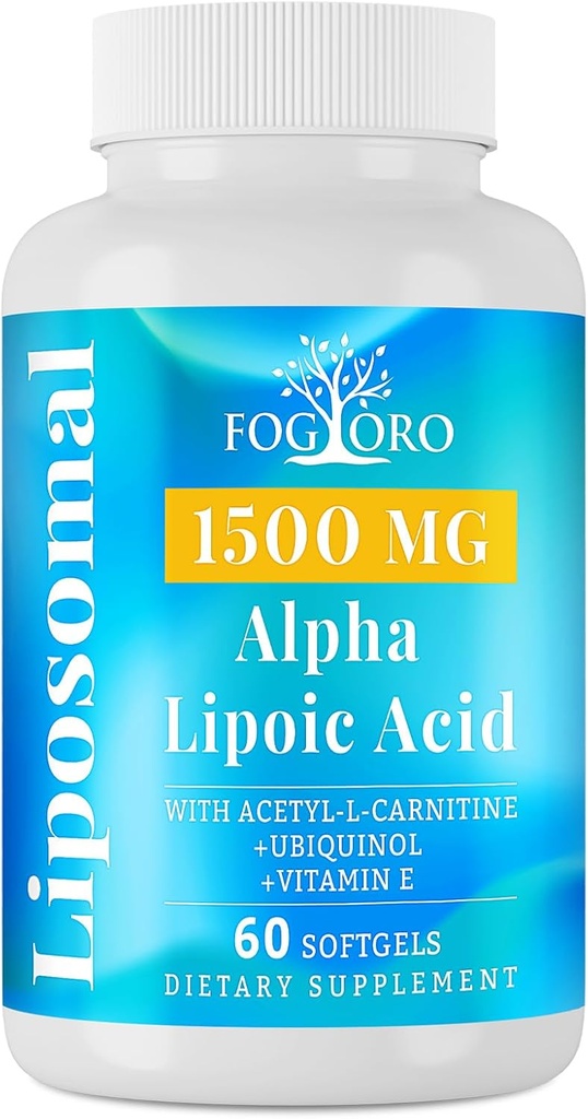 Fogoro 알파 Lipoic 산 세포 에너지 생산을 위한 1500 mg Liposomal ALA 보충교재, Lipid Metabolism, 자유로운 Radical Scavenger, 60 Softgels