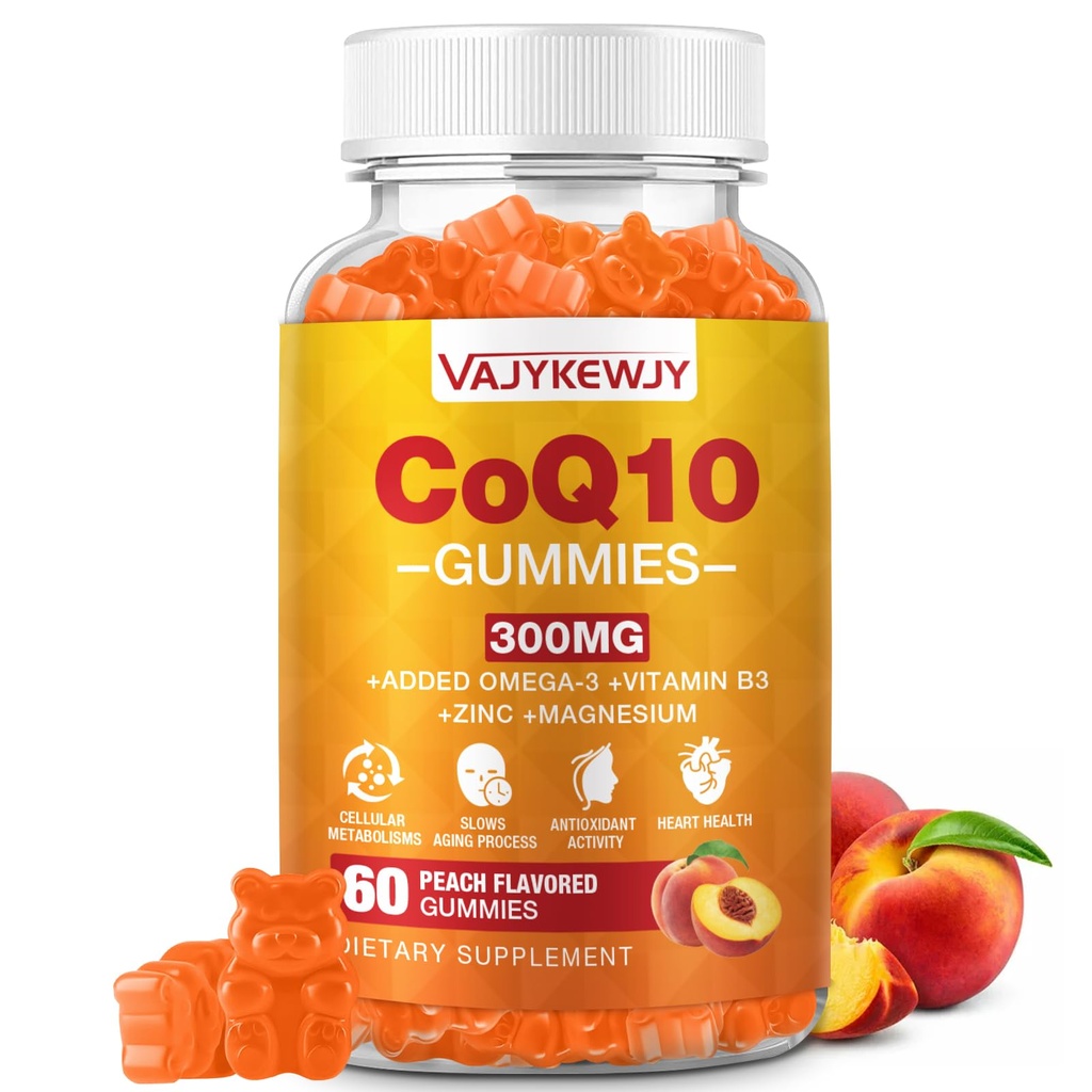 설탕 자유로운 CoQ10 Gummies 3000 mg - Omega-3, 비타민 B3 & 아연 플러스, 세포 에너지 & 산화 방지제 지원을 위한 높은 흡수 Coenzyme Q10 보충교재, Vegan 60 조사