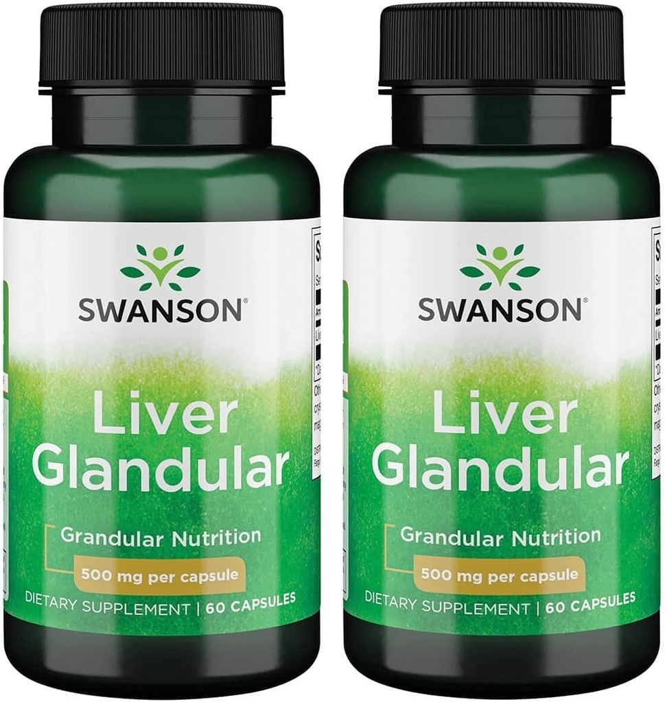Swanson Liver Glandular 500 밀리그램 60 캡슐 (2 팩)