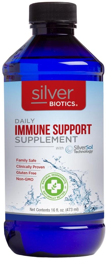 Silver Biotics Multivalent SilverSol Technology Ag4O4 10 PPM 면역 지원 | 바이오 하킹 면역 빌딩 천연 지원 | 16 Fl Oz