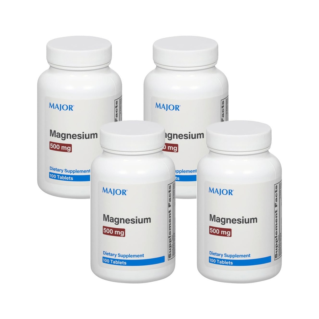 주요 마그네슘 500mg - 마그네슘 산화물 정제 - 규정식 보충교재 - 100개 조사 (4 팩)