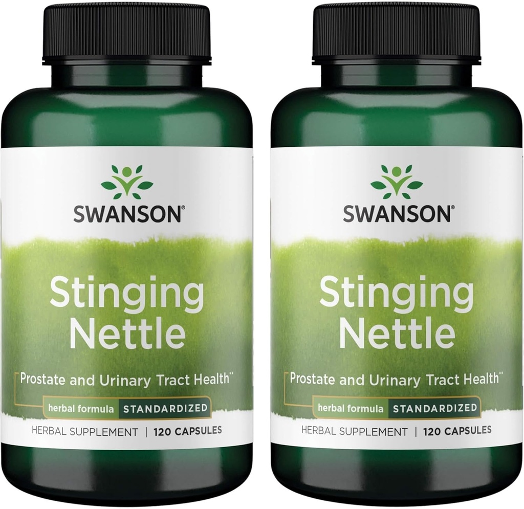 Swanson Stinging Nettles - 초본 보충 전립선 건강 및 Urinary Tract 지원 - 자연 공식 지원 호흡 건강 및 유체 균형 - (120 캡슐) (2 팩)