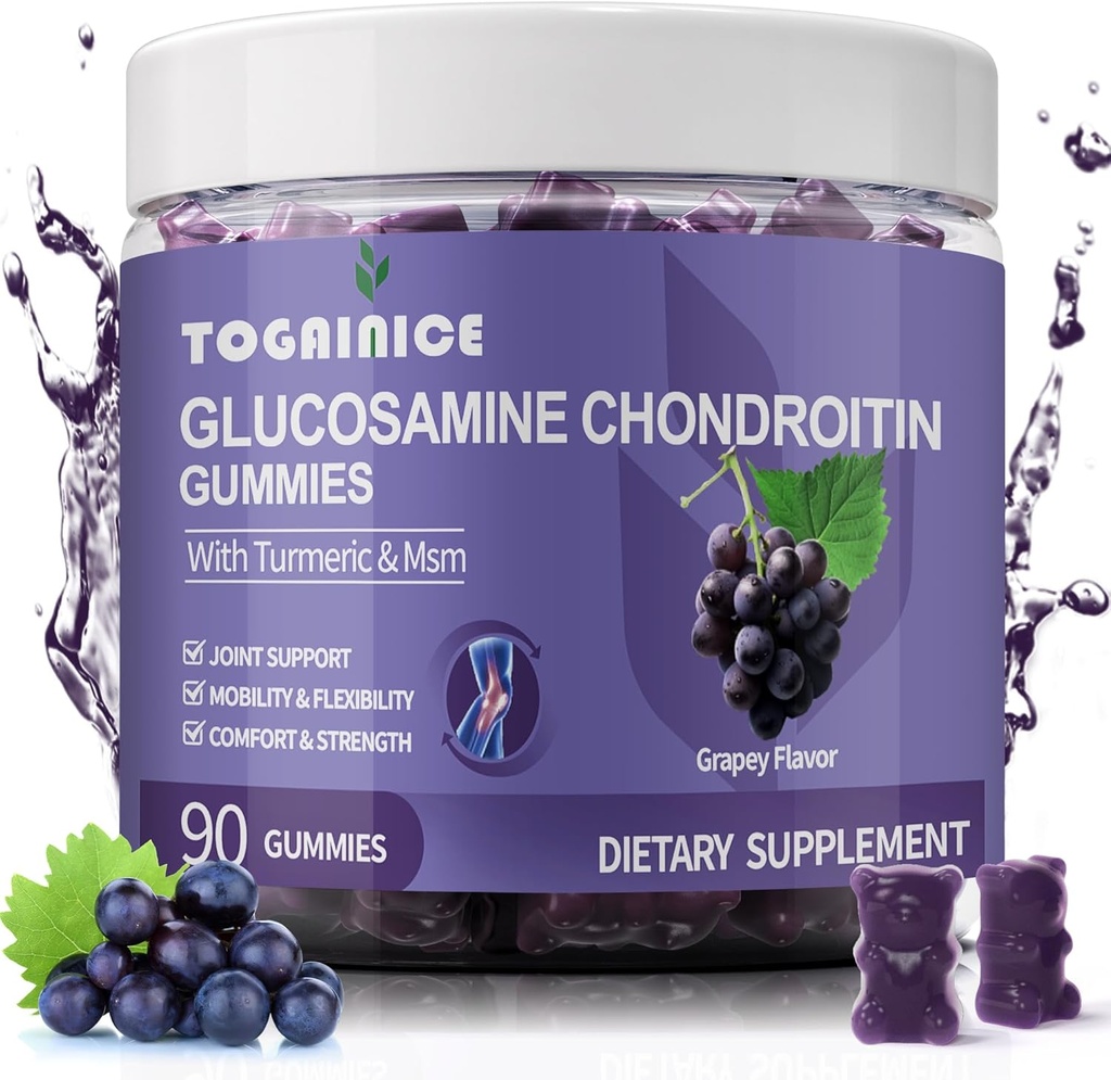 글루코사민 Chondroitin Gummies 설탕 MSM & Turmeric를 가진 자유로운, 우수한 힘 1500mg 글루코사민, 합동 융통성 & 뼈 건강을 위한 남자 & 여자를 위한 연약한 지원 Gummies 보충교재, 90 조사 V01
