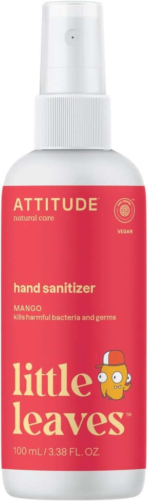 아이 & 성인을 위한 ATTITUDE 손 소독제 살포, EWG는, 여행 크기, Dermatologically 시험해, 식물 및 무기물 기초를 두었습니다, 채식주의자, 망고, 3.5 Fl Oz (스프레이 병)