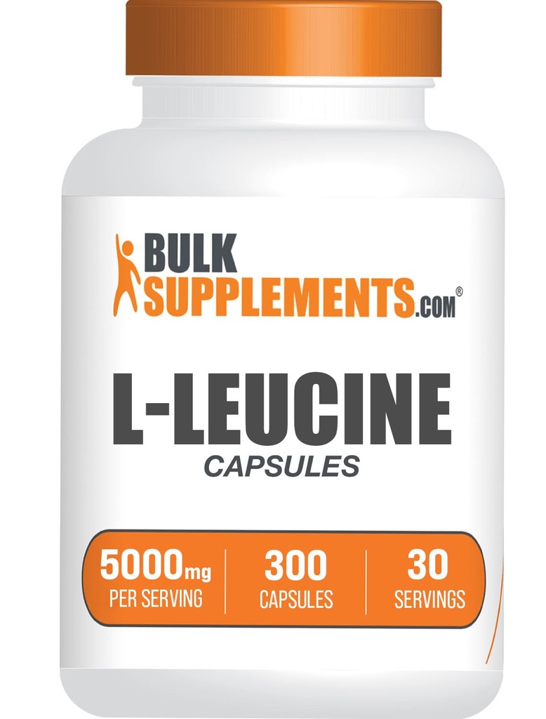 BulkSupplements.com L-Leucine 캡슐 - Leucine 보충 교재, 아미노산 보충 교재 - 글루텐 무료, 서빙 당 10 캡슐 (5000mg), 300 개 (팩 1)